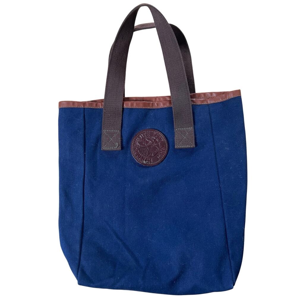 Duluth Pack Tote Bag Womens Small Brown Blue Canvas Logo Patch Made In USA